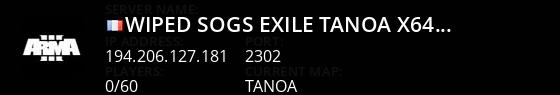 [WIPED] [SOGs] Exile Tanoa | x64 FPS+ |PVP|BASE SPAWN|VG|MISSIO Live Banner 1
