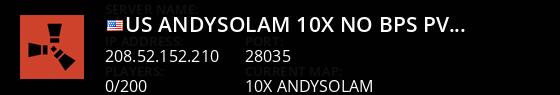 US|AndysolAM 10x No BPs|PVP|Shop|Loot+|Kits|Raid+|Skinbox|WIPED Live Banner 1